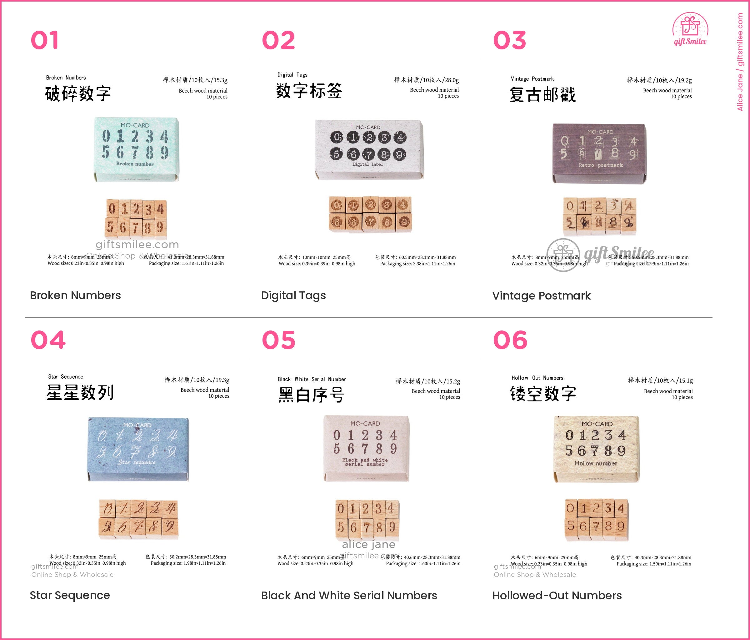Beechwood Vintage Numeric Series Number Stamp Set | KS-WS-369