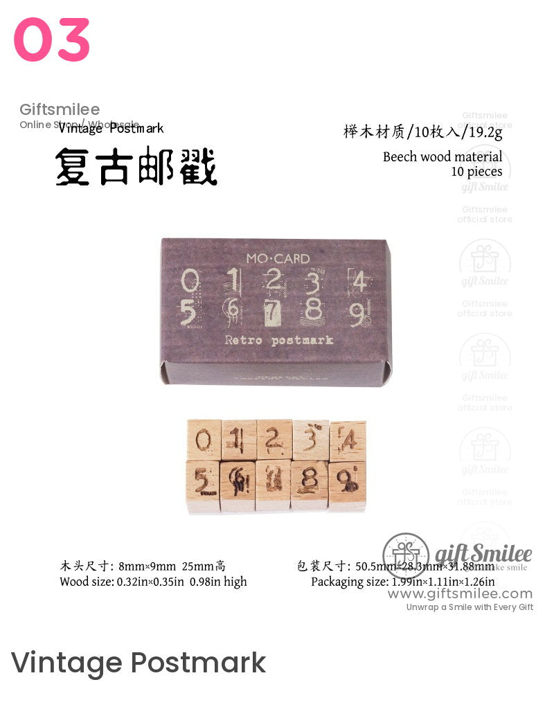 Beechwood Vintage Numeric Series Number Stamp Set | KS-WS-369