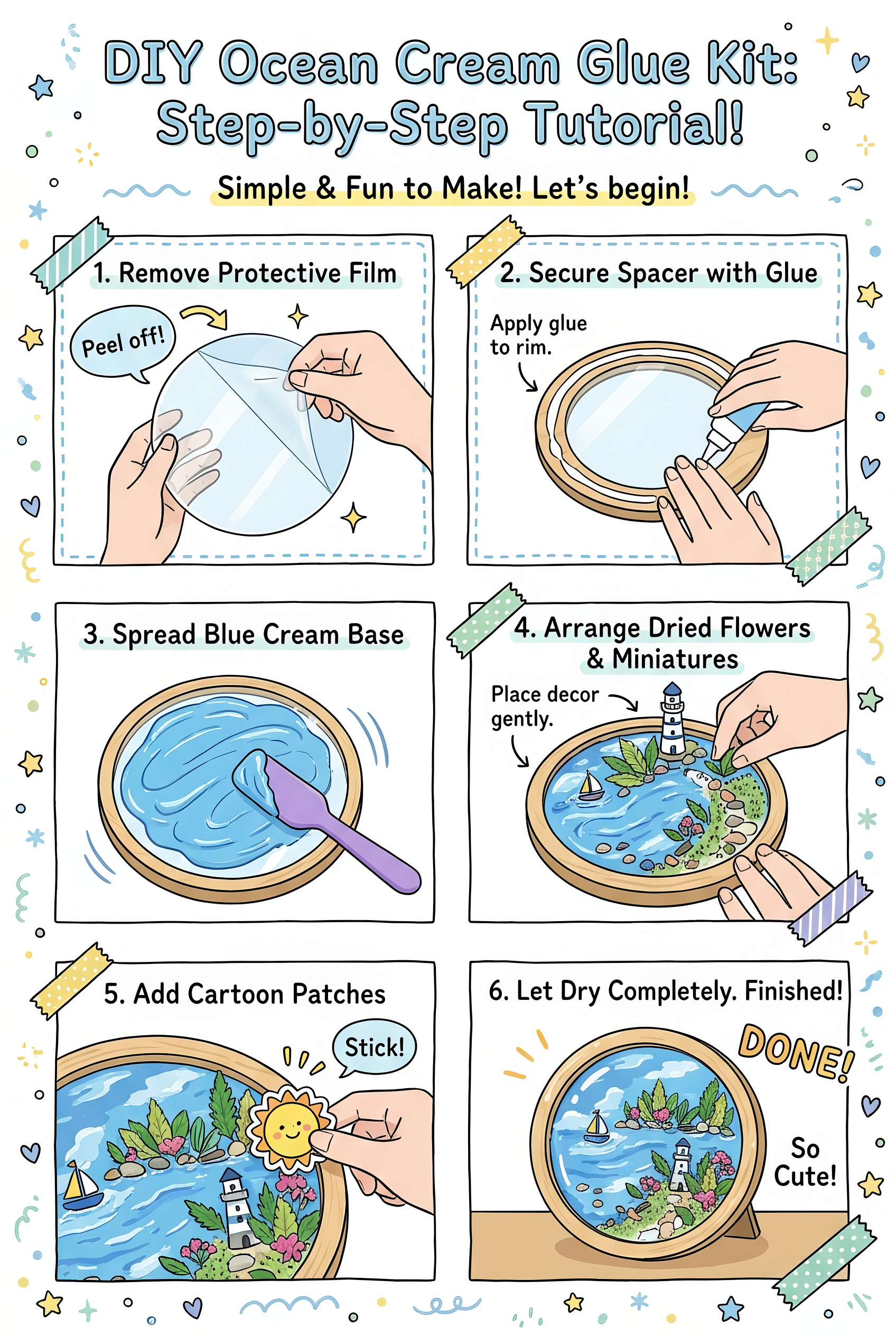 Whipped Clay Round Panel With Shells Glitter Diy Texture Painting Kit | KS-GS-128