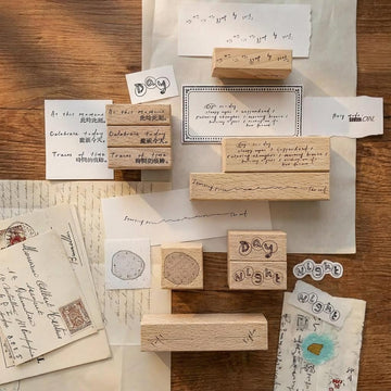 Clock Daily Life Wood Rubber Stamps Set | KS-WS-347